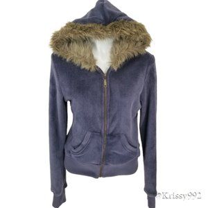 Jack BB Dakota fuzzy faux fur hooded zip-up, Large